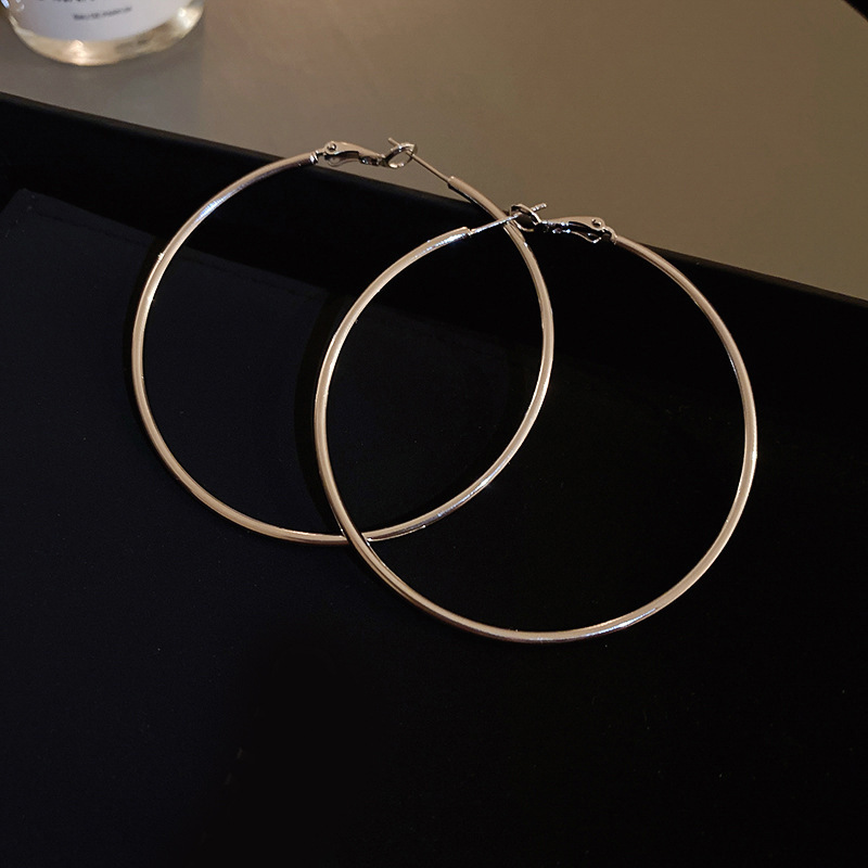 Gümüş iğne yuvarlak küpe, minimalist stil, hafif lüks, çok yönlü