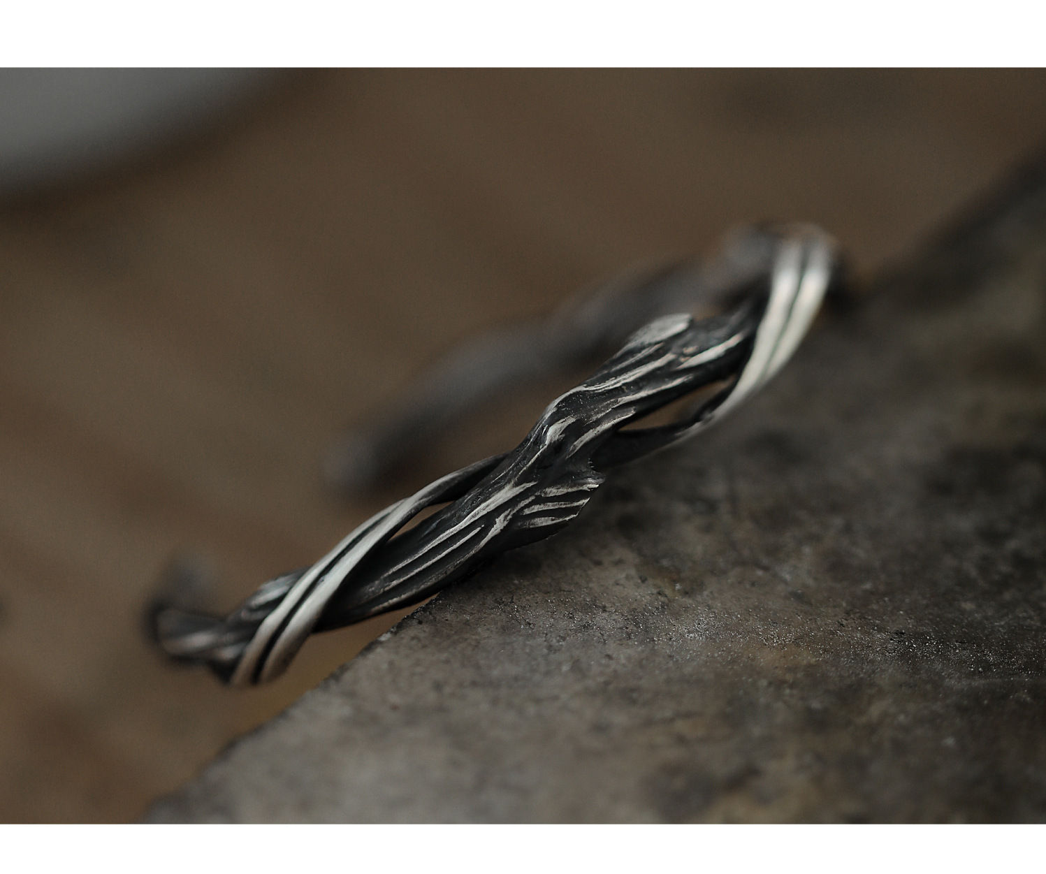S925 Silber Herrenarmband Treibholz-Design