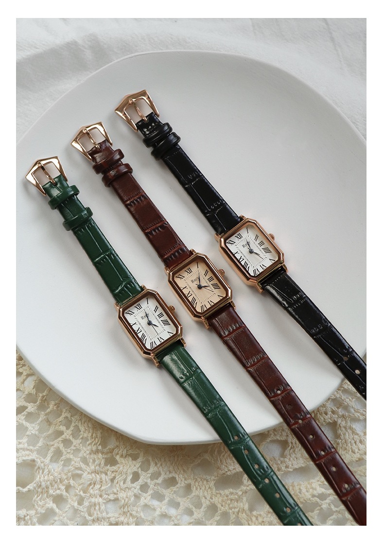 Rscy Vintage Women's Watch, Genuine Leather, Square Dial