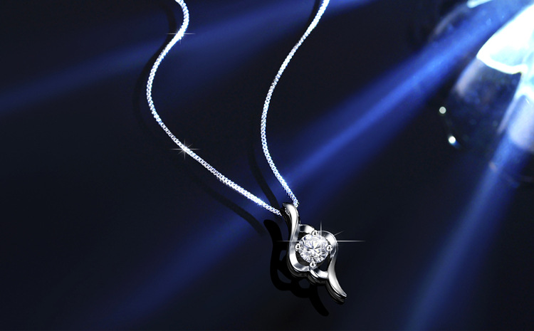 Moissanit-Anhänger-Halskette S925 Sterlingsilber rhodiniert