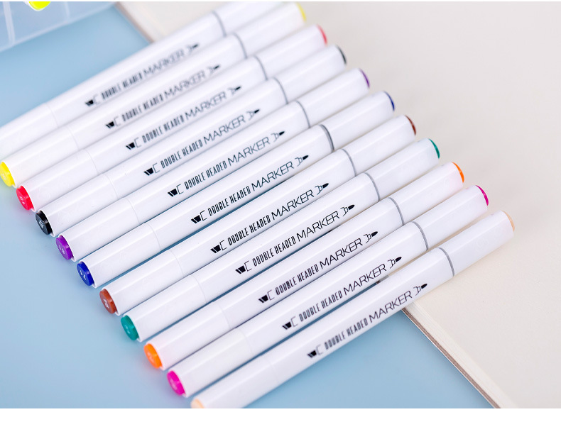 Double-ended marker pen set 12 colours washable
