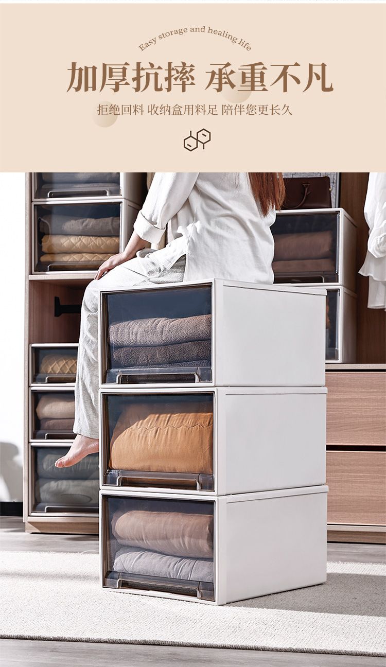 Storage box with drawers, multi-layer, transparent plastic