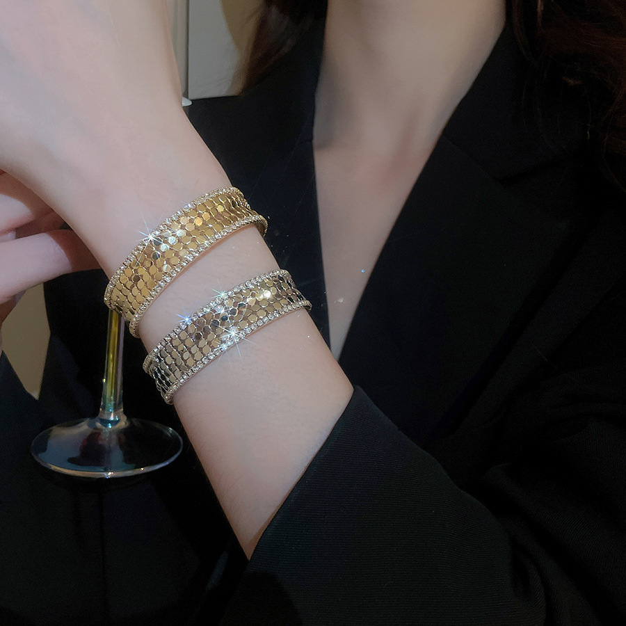 Metal geometric open bangle, gold tone