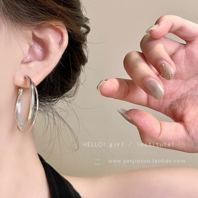 S925 silver hoop earrings, minimalist, fashion, versatile