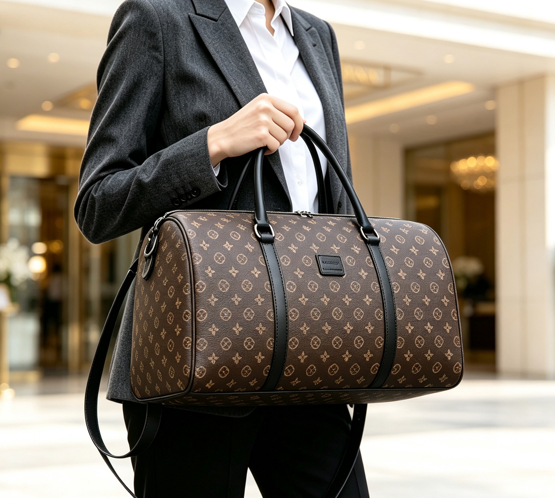 Ledertasche mit Trocken-Nass-Trennung und großem Fassungsvermögen