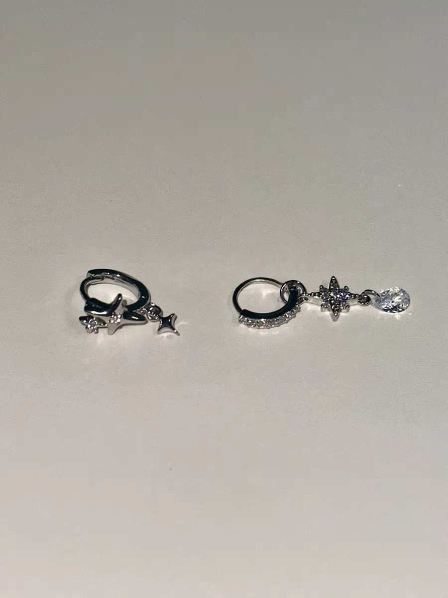 Stern-Zirkonia-Ohrringe mit funkelndem Wassertropfen-Design