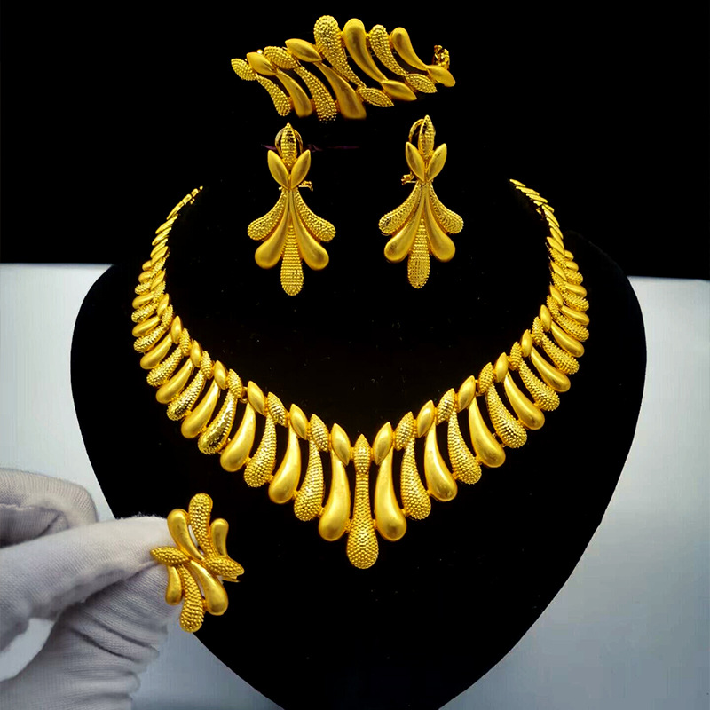Dubai Brautschmuckset, 24K vergoldet, vierteilig