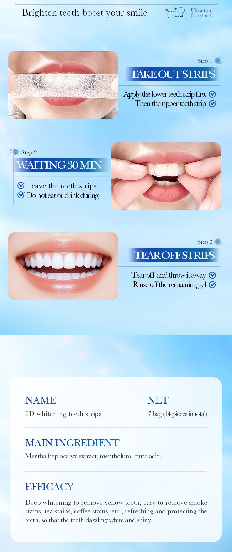 SADOER 9D tooth whitening strips enamel repair