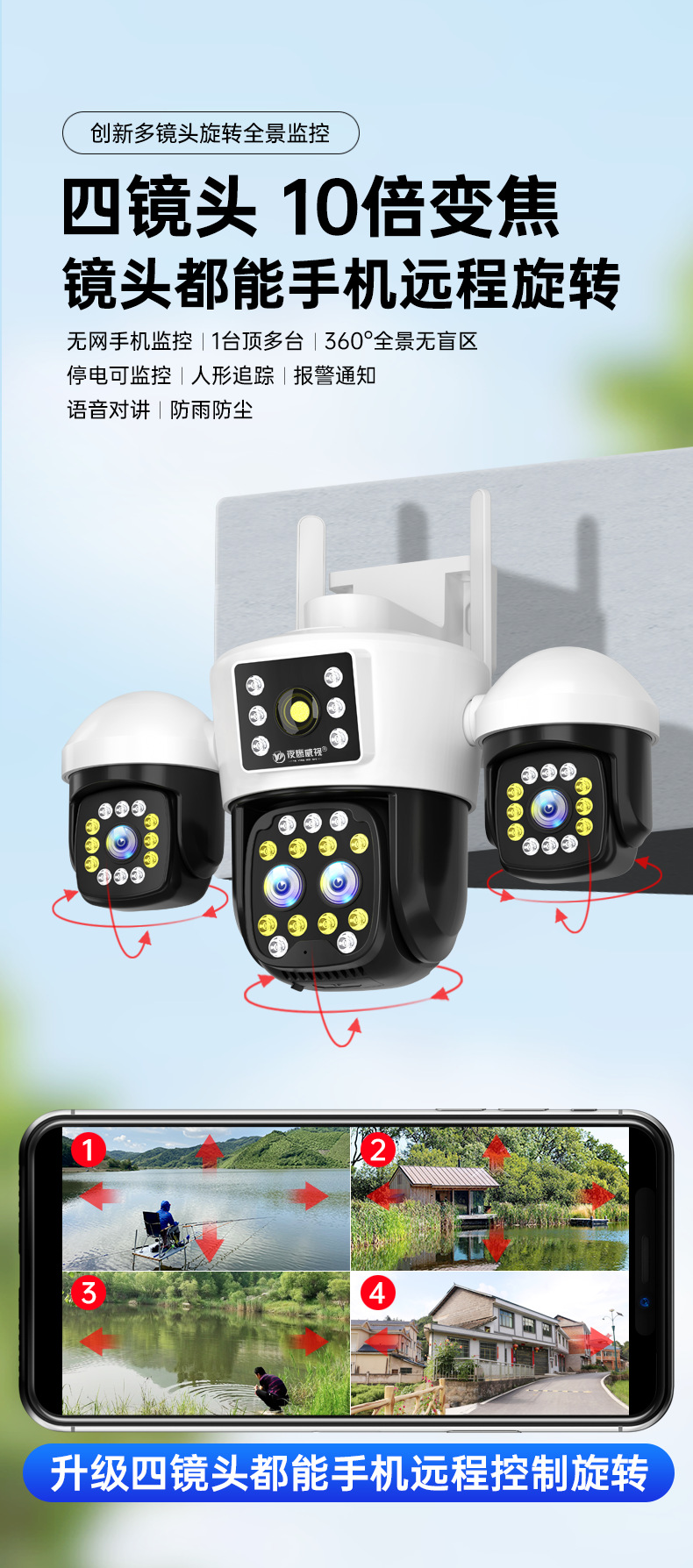 Intelligente Kamera, Mobilfernüberwachung, 360° Nachtsicht