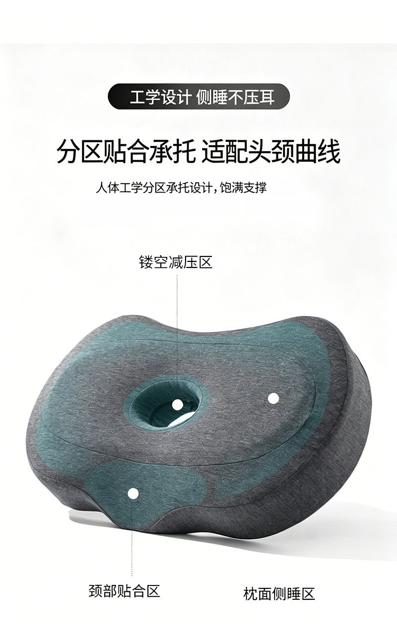 Memory foam side sleeping pillow with ear hole