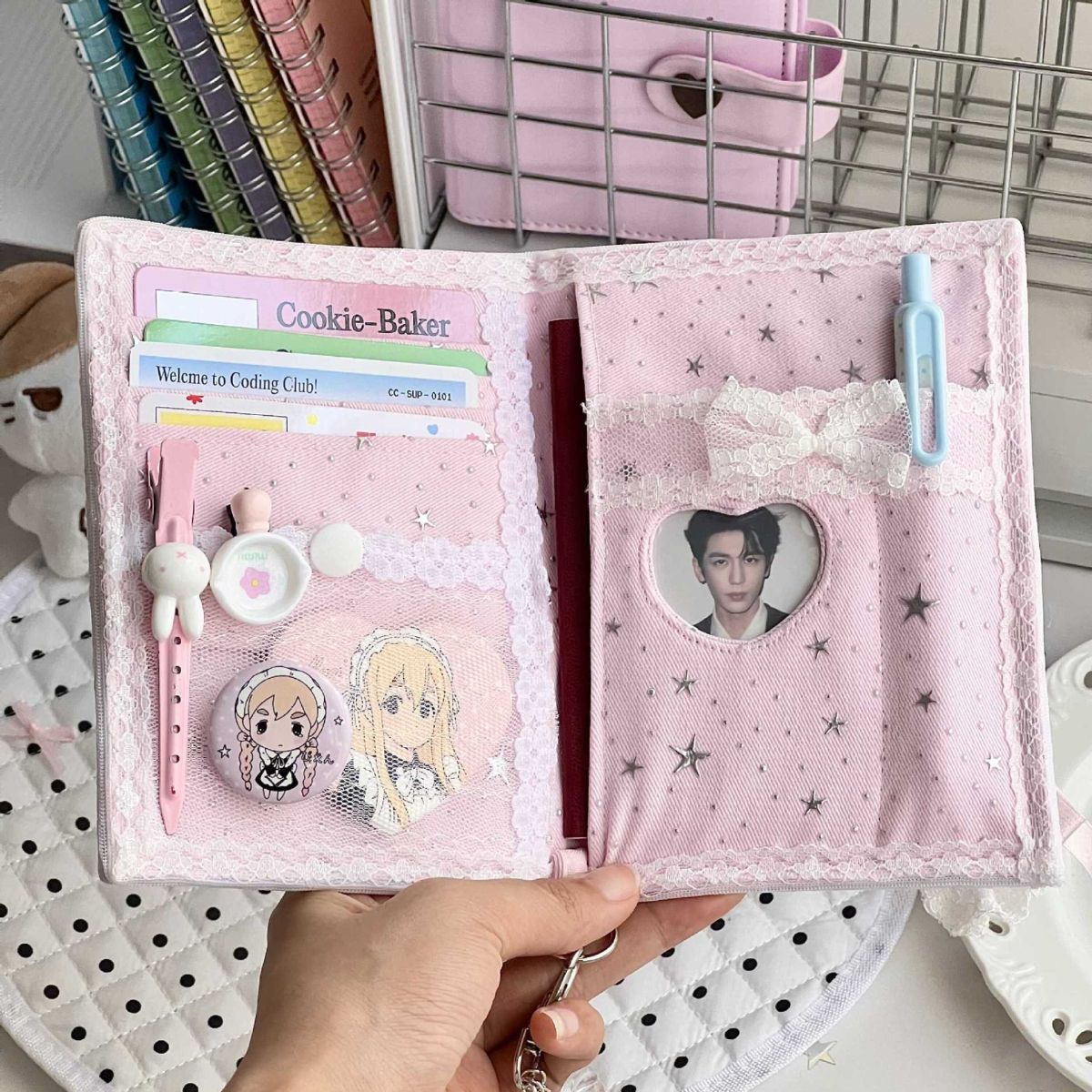 Pembe kanvas pasaport çantası çok işlevli seyahat organizer