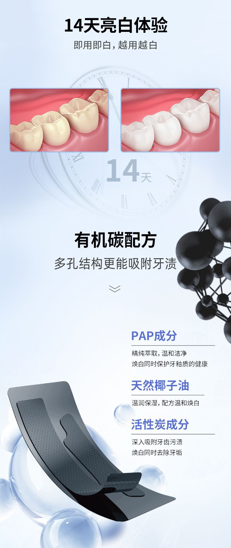 定制 牙贴亮白湿贴PAP活性炭牙齿炫白贴套装美白去黄跨境现货源头