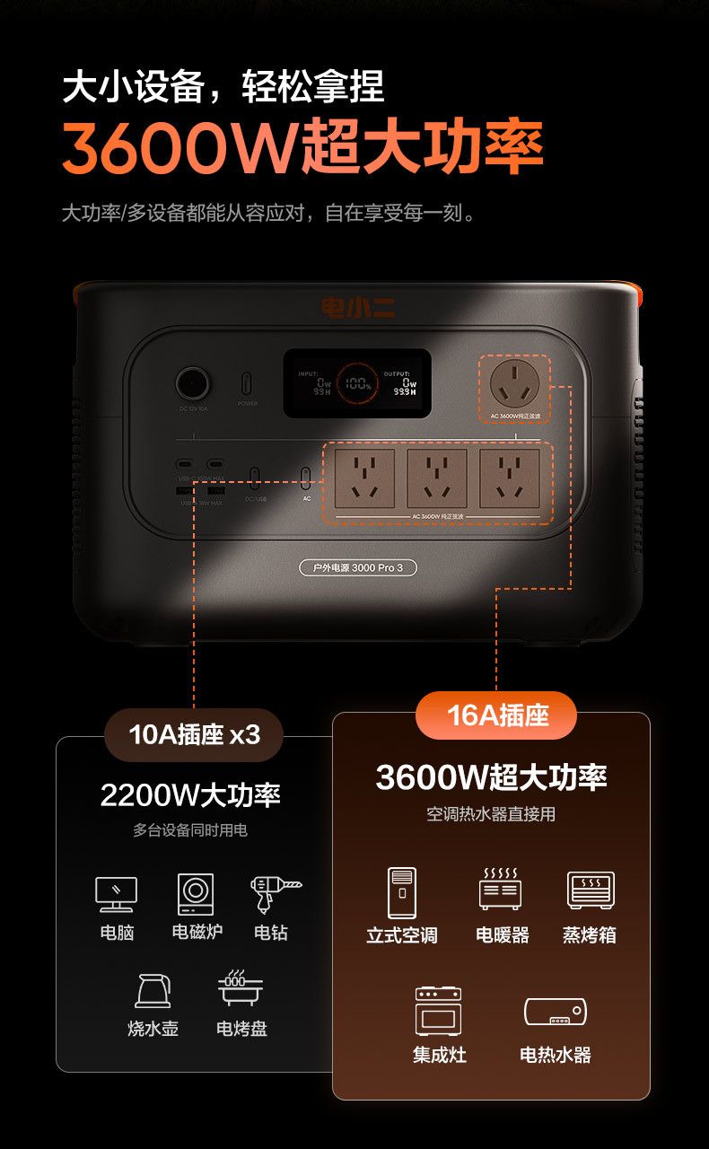 Dianxiaoer 3000Pro3 portable power station with 16A outlet