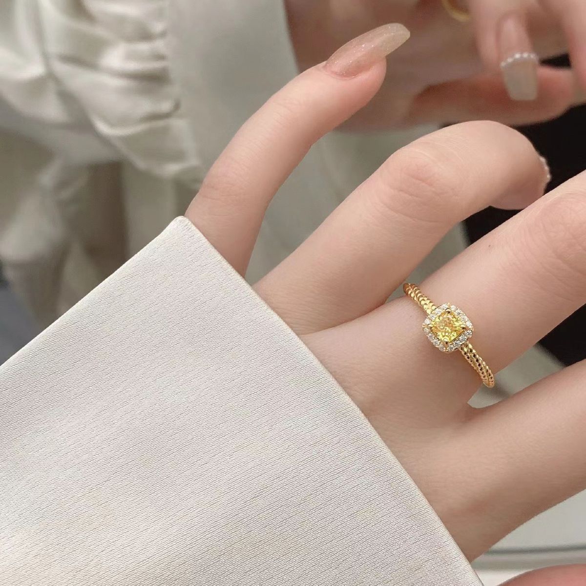 18k gold-plated ring with colorful zircon stones, women's