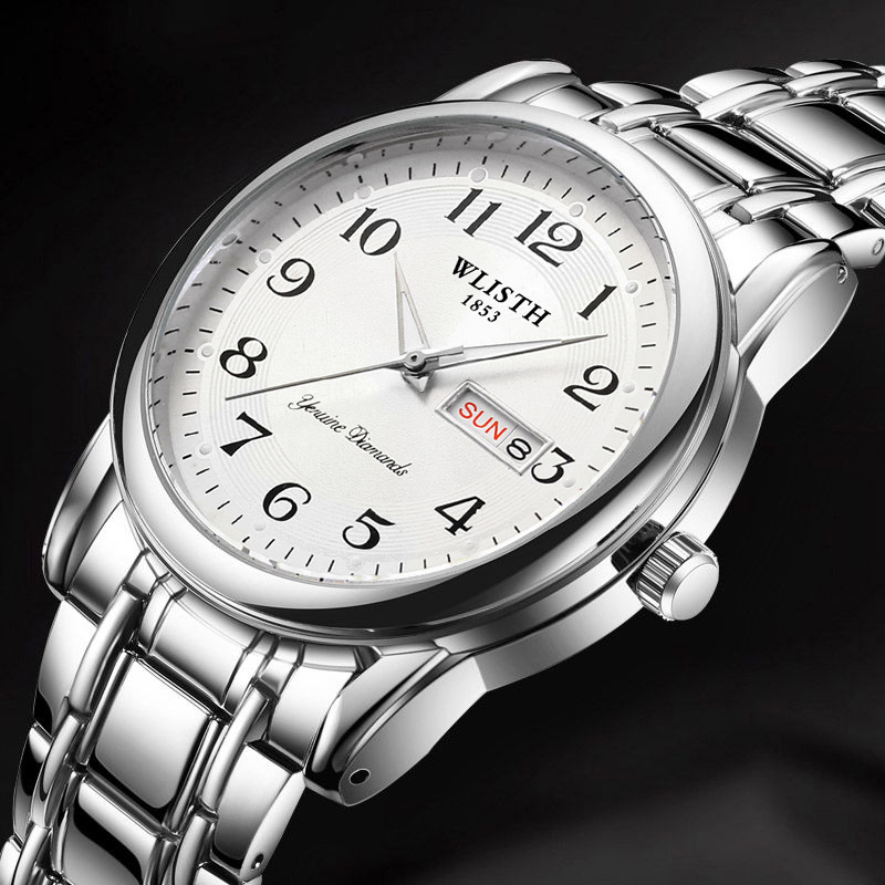 WLISTH men's quartz watch, large numerals, waterproof