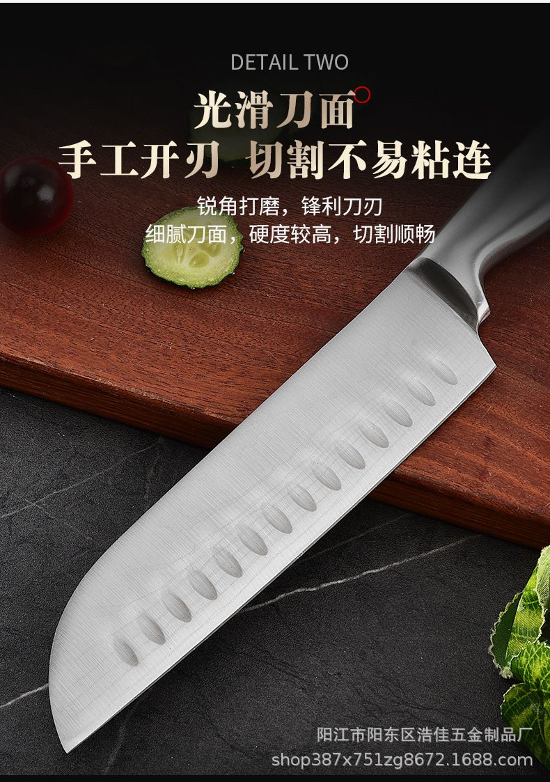 Edelstahl-Messerset 6-teilig mit Kochmesser und Santoku