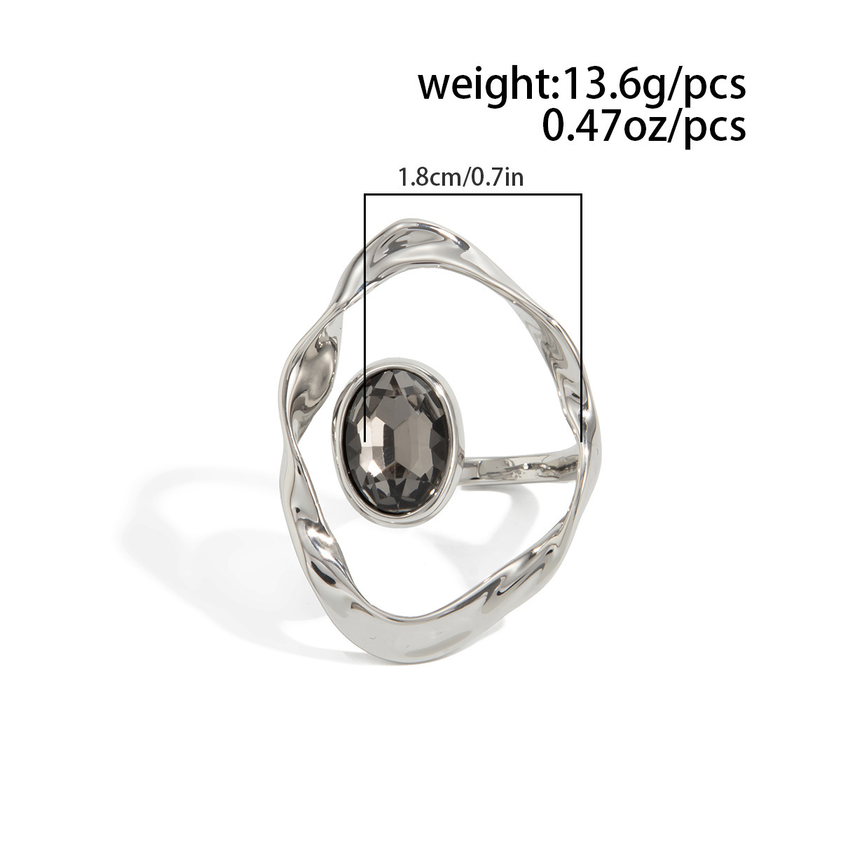 Acryl-Schwarzstein-Ring mit geometrischem Metallquadrat