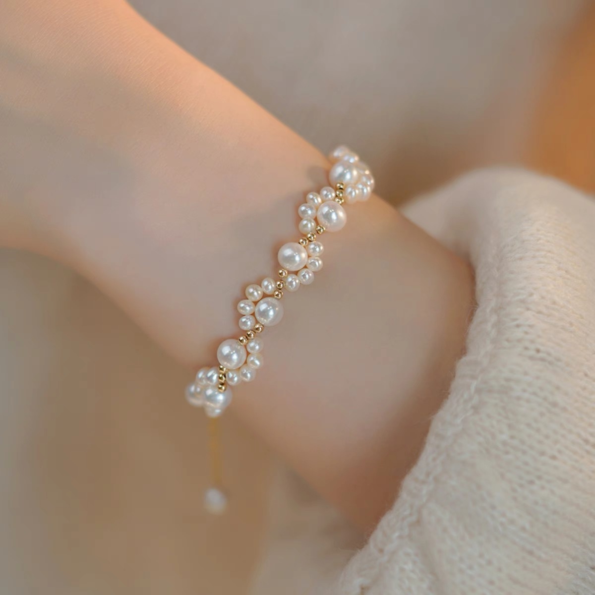 S925 sterling silver moonstone seven star bracelet elegant