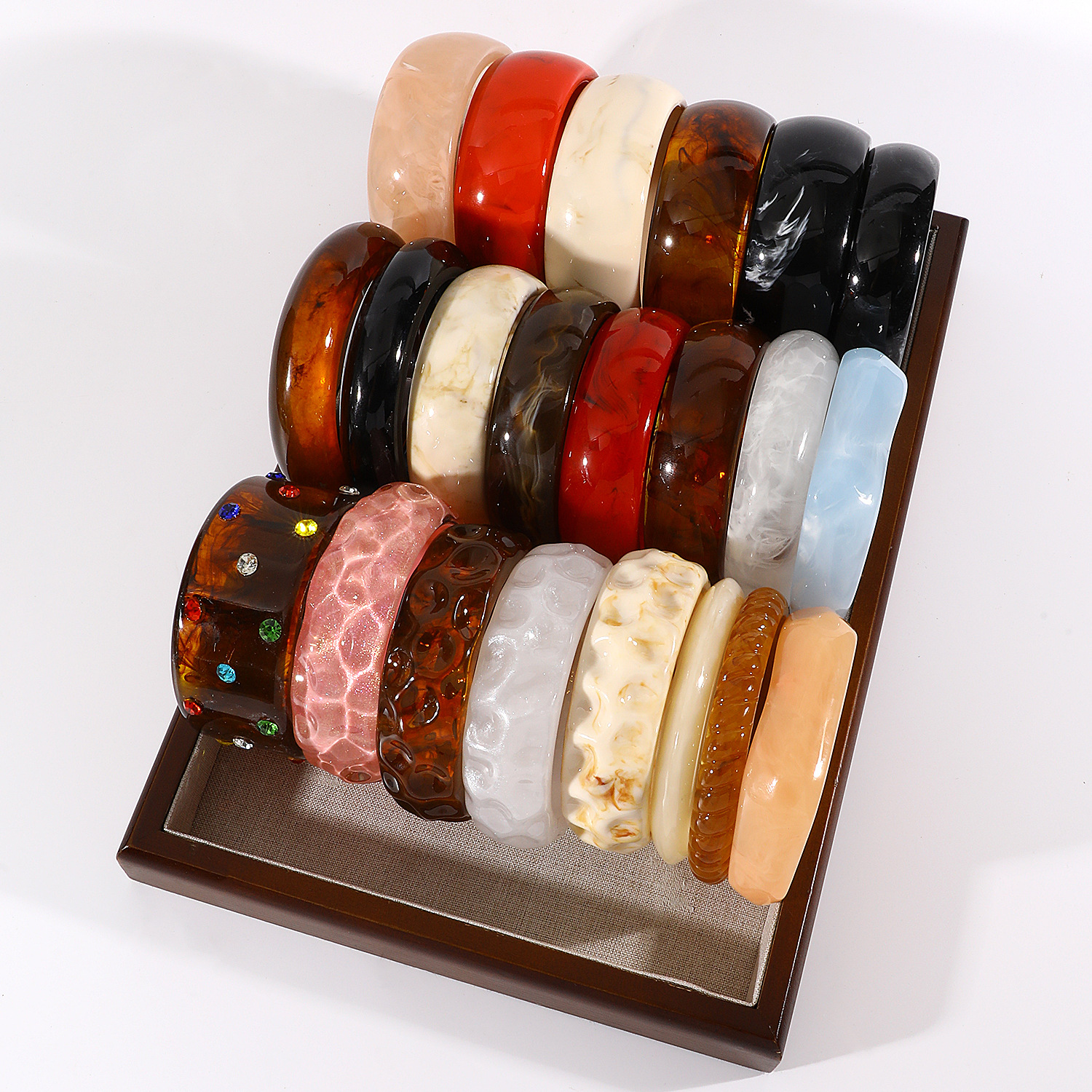 Vintage Kunstharz-Armband mit breitem Rand, Marmormuster, mehrfarbig