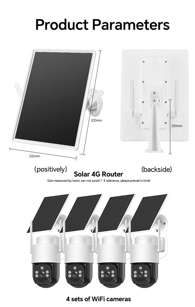 Solar-powered outdoor wireless surveillance kit, 4MP night vision