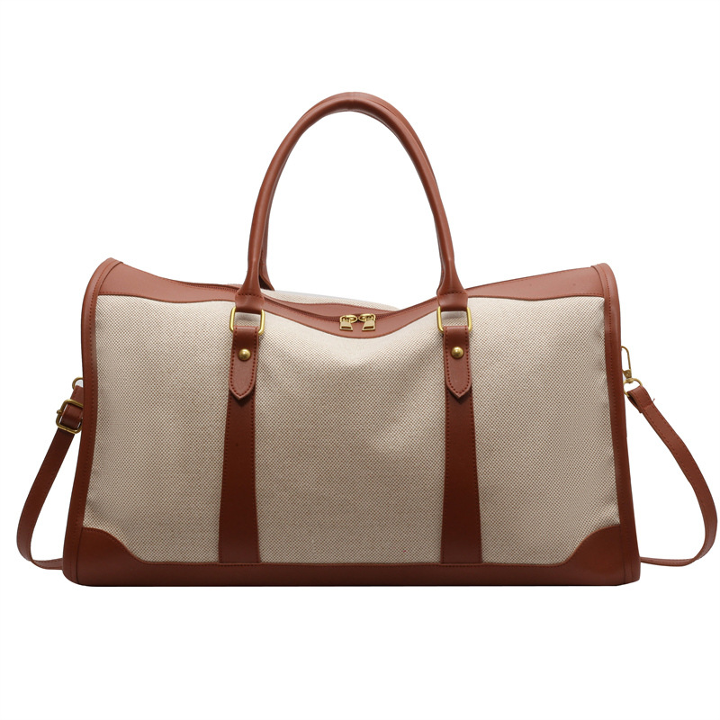 Vintage canvas travel bag for women, color block design