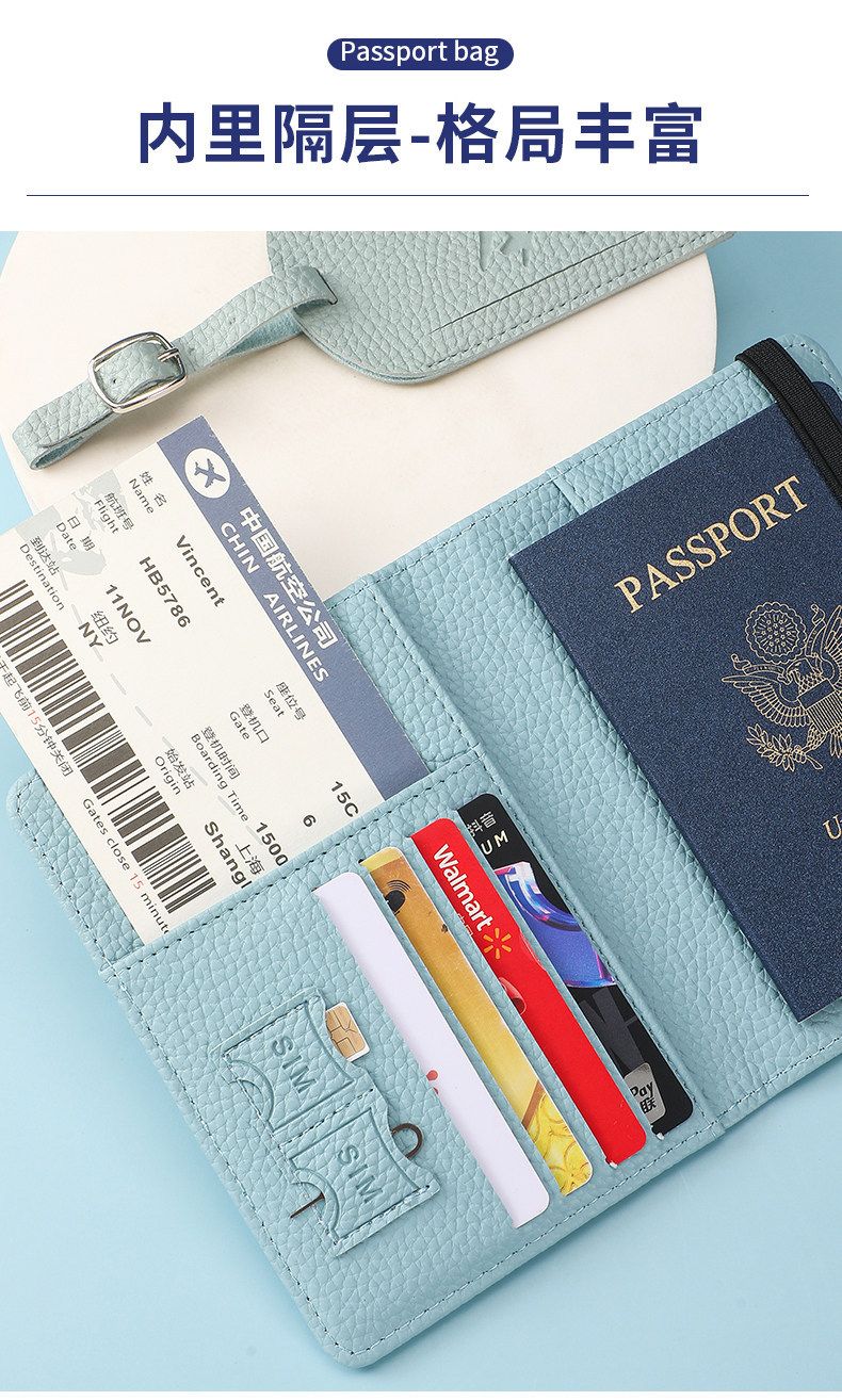Reisepass-Geldbörse mit RFID-Schutz und Kartenfächern