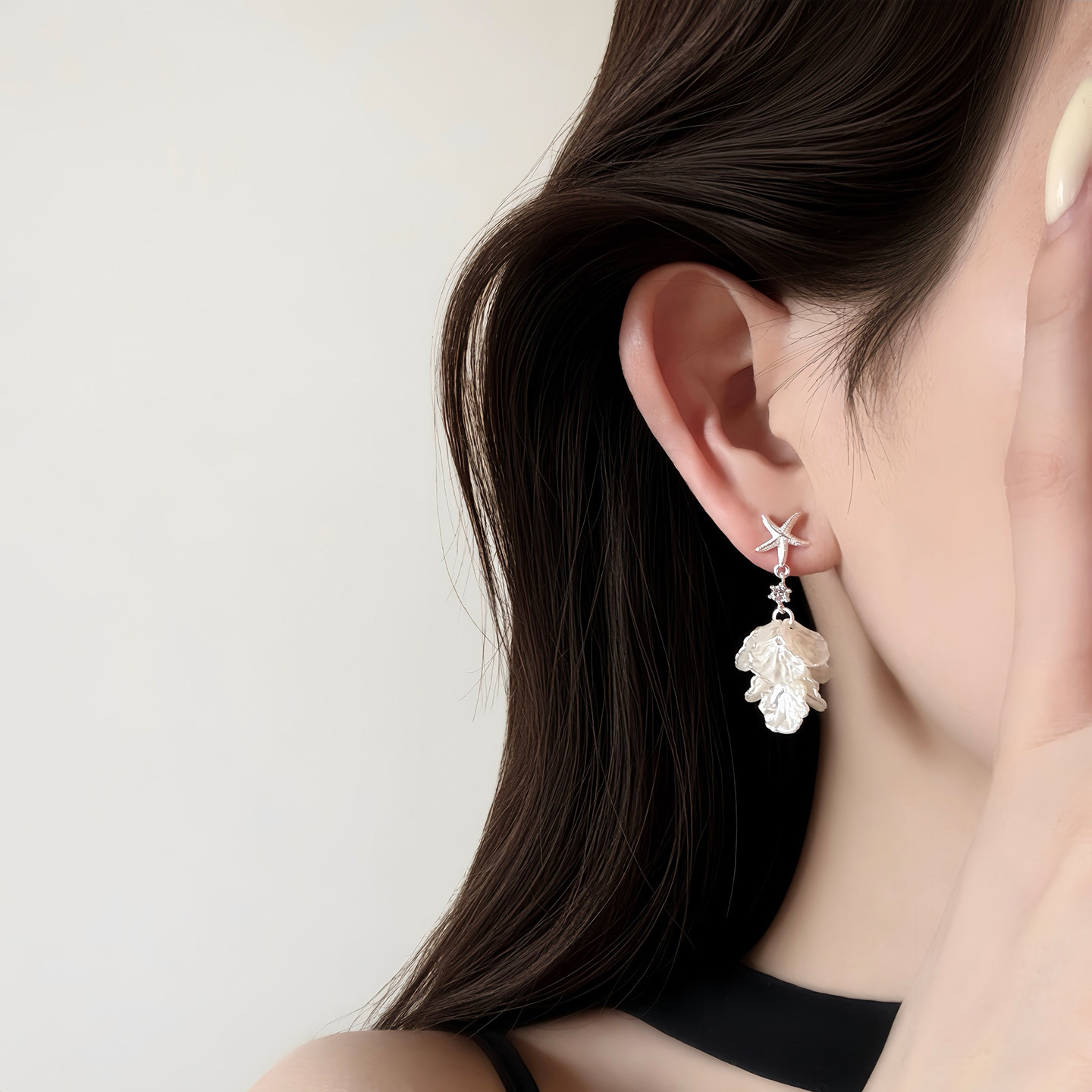 Shell Tassel Earrings with Starfish Studs