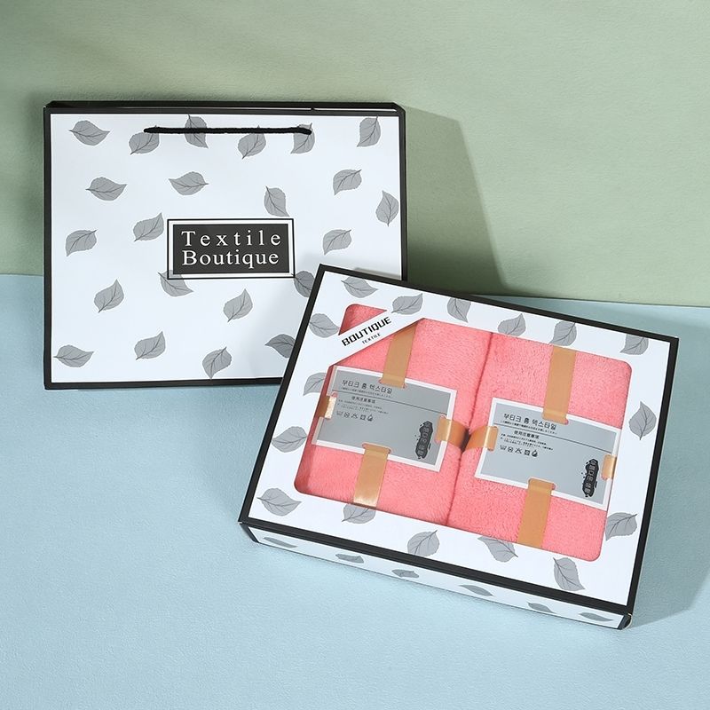 Korallen-Samttuch-Set, 2 Teile, Badetuch Geschenkbox