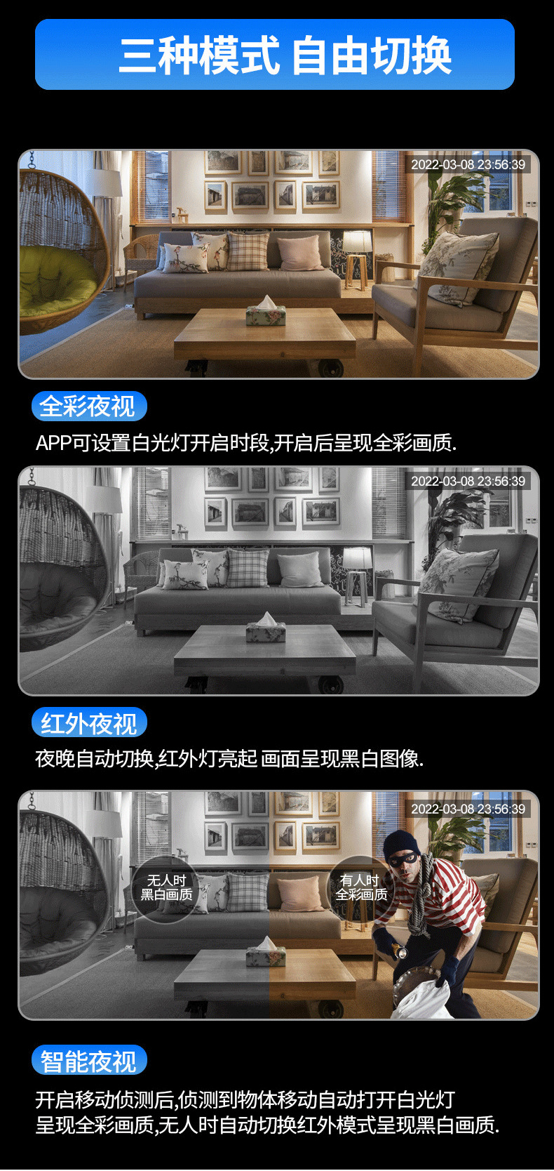 Tuya panoramik kamera, akıllı WiFi, E27 ses izleme