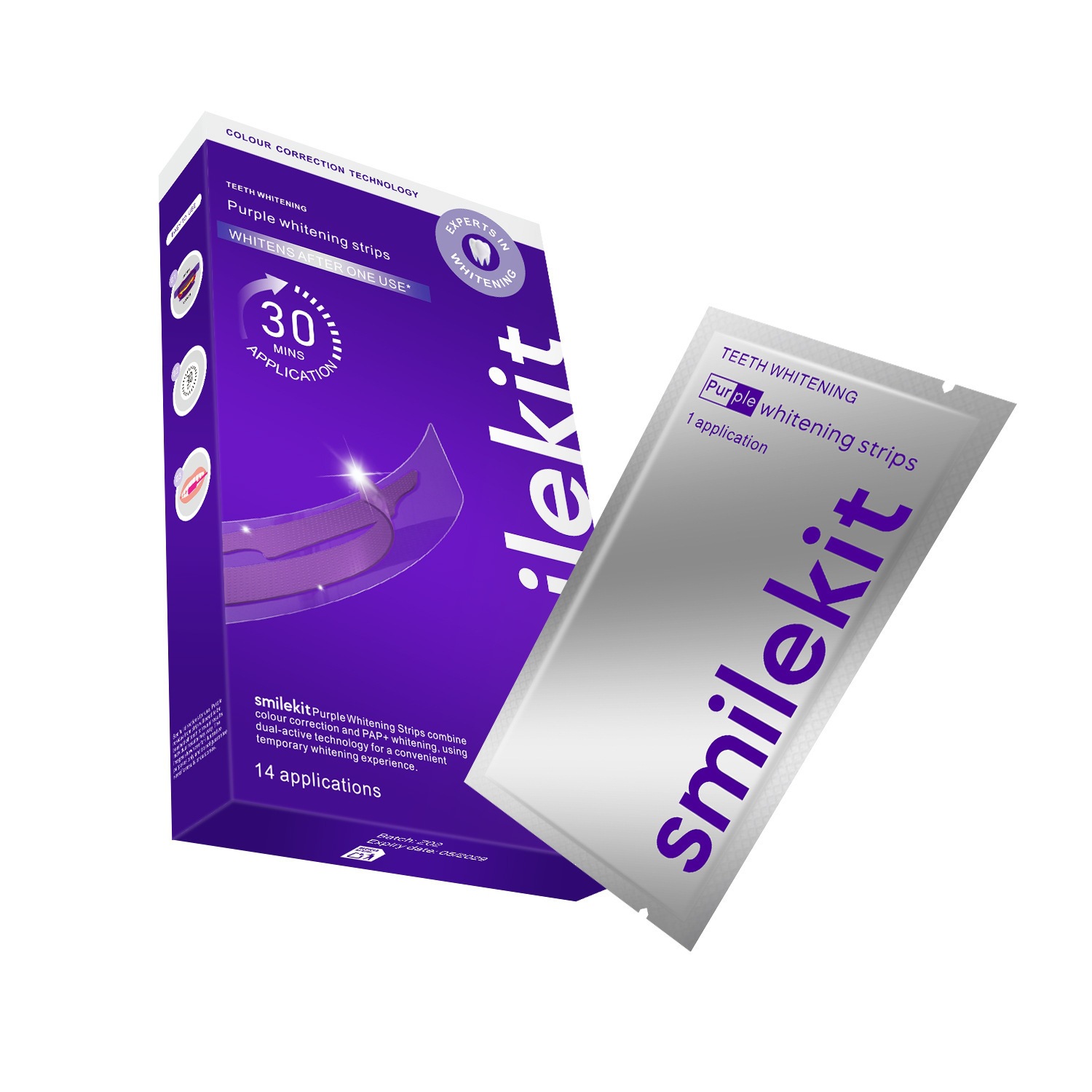 V34 violette Zahnaufhellungsstreifen, Gelbfleckenentferner