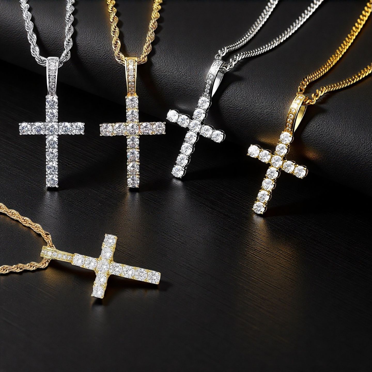 Hip-hop cross necklace men, zircon stone