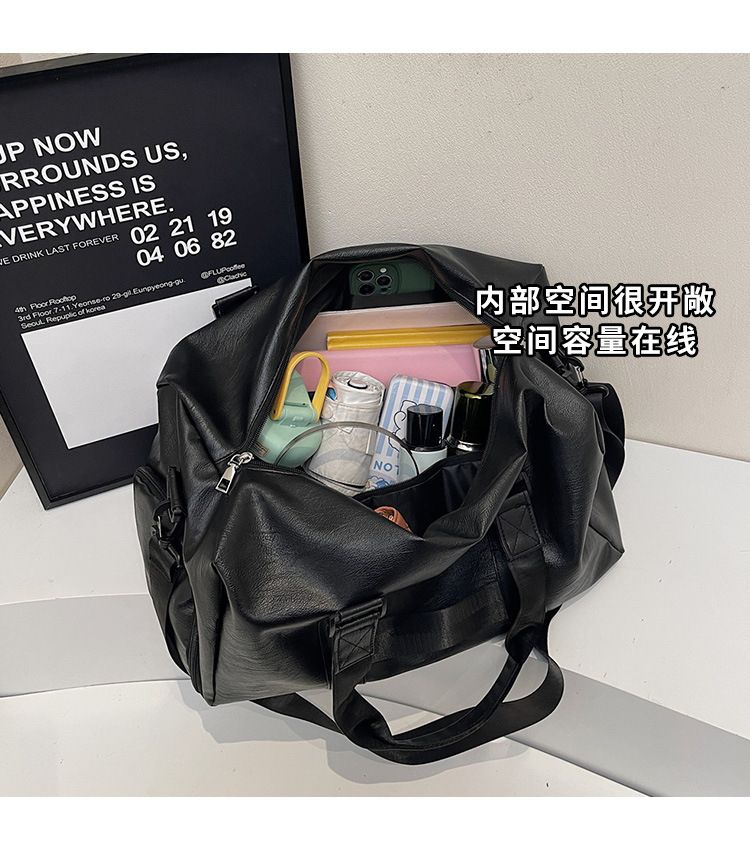 新款干湿分离运动健身包PU皮大容量独立鞋仓短途旅行包时尚行李袋