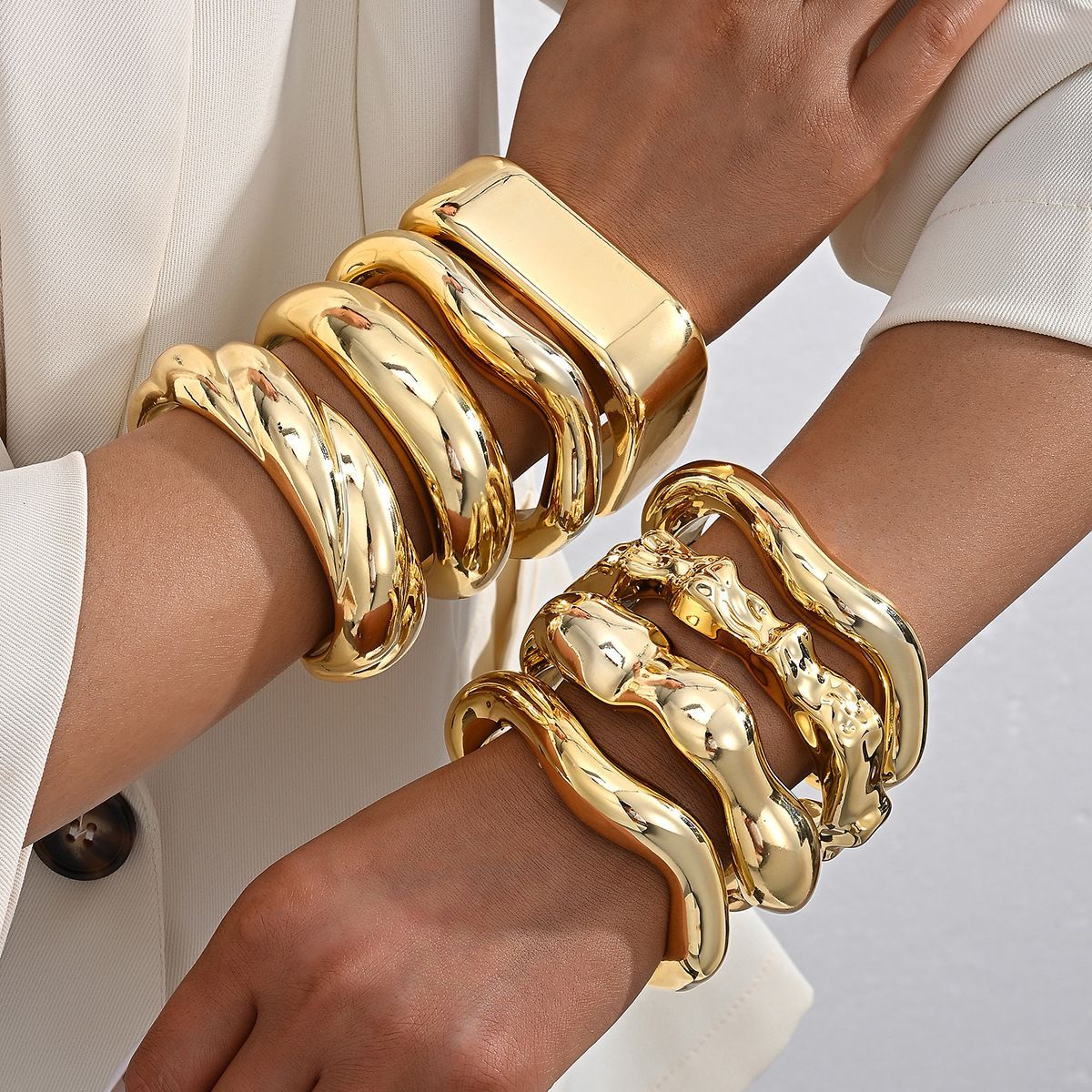 Colorful Geometric Resin Bracelet Set for Women
