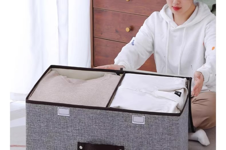 Underwear storage box, foldable, double lid