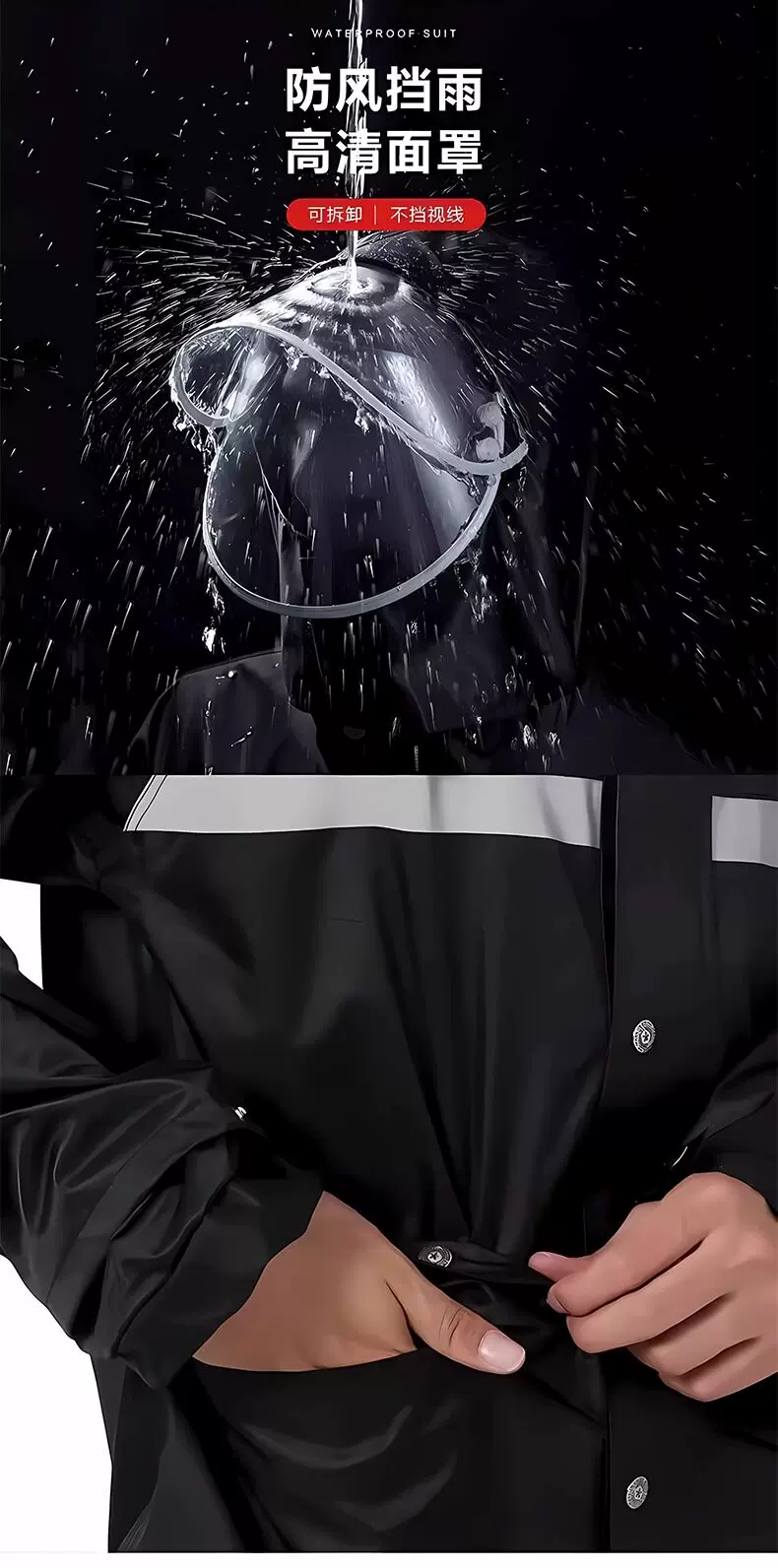 Men's two-piece raincoat set, full body protection