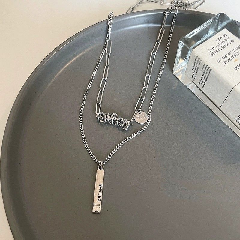 Double-layer women's necklace luxury sweater chain pendant