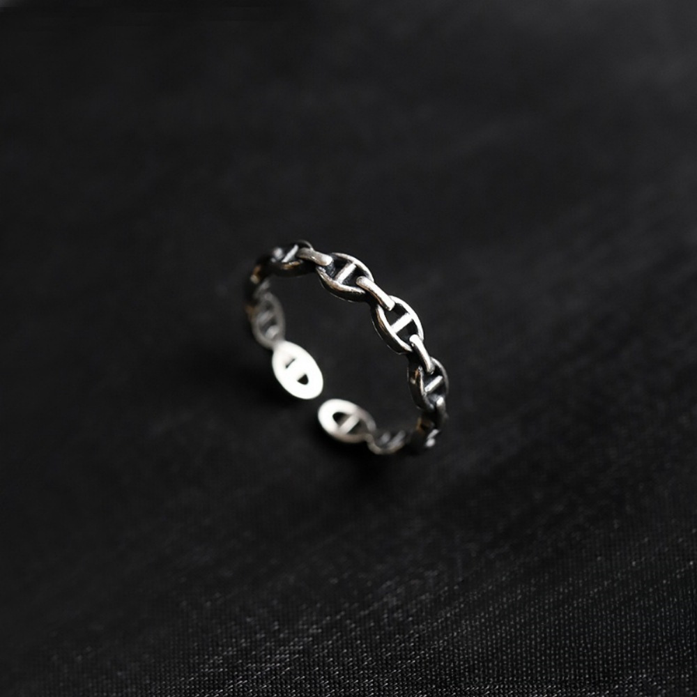S925 sterling silver adjustable ring for women, vintage style