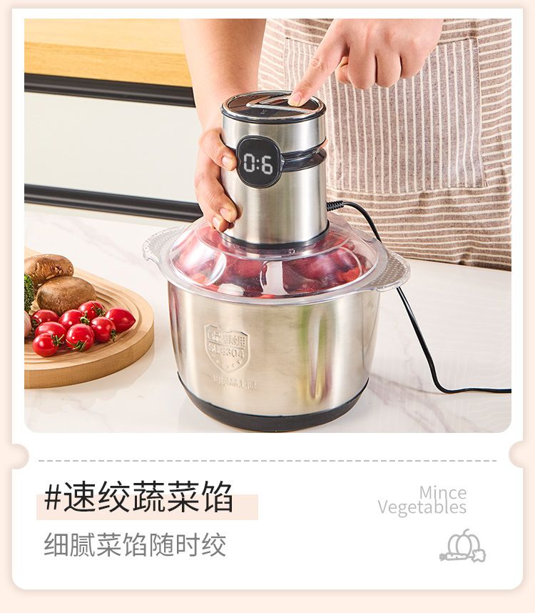 跨境多功能不锈钢绞肉机家用电动辅食碎肉机大容量电动料理机定制