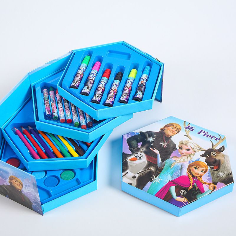 46-Piece Children's Art Set with 4-Layer Box and Colored Pencils