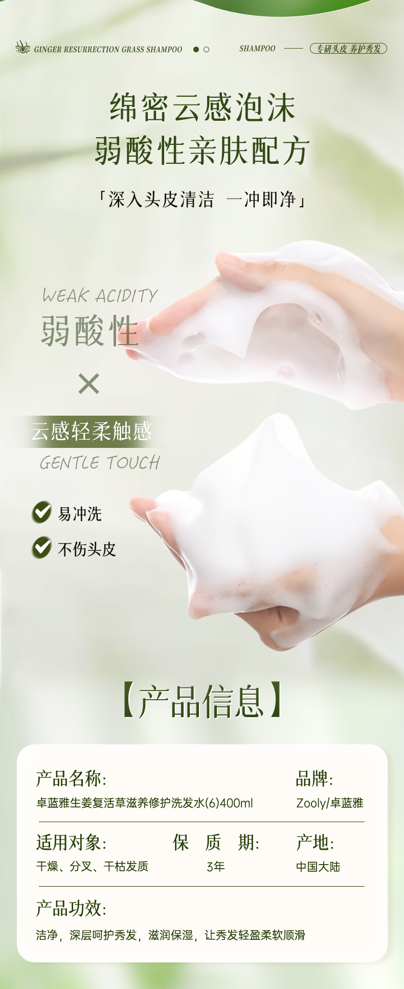 Zhuolan Ya Ingwer Shampoo Nährend Reparatur