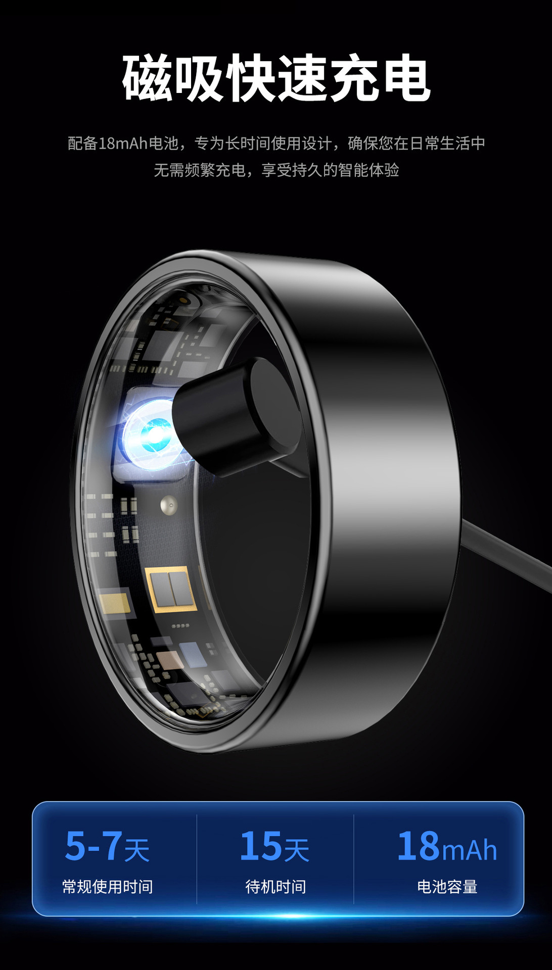 SmartRing智能戒指运动计步手势控制心率HRV血氧科学睡眠监测戒指