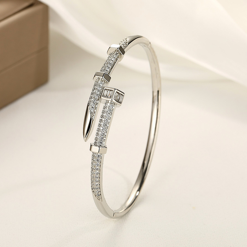 Wide round three-row crystal bracelet, metal snap clasp