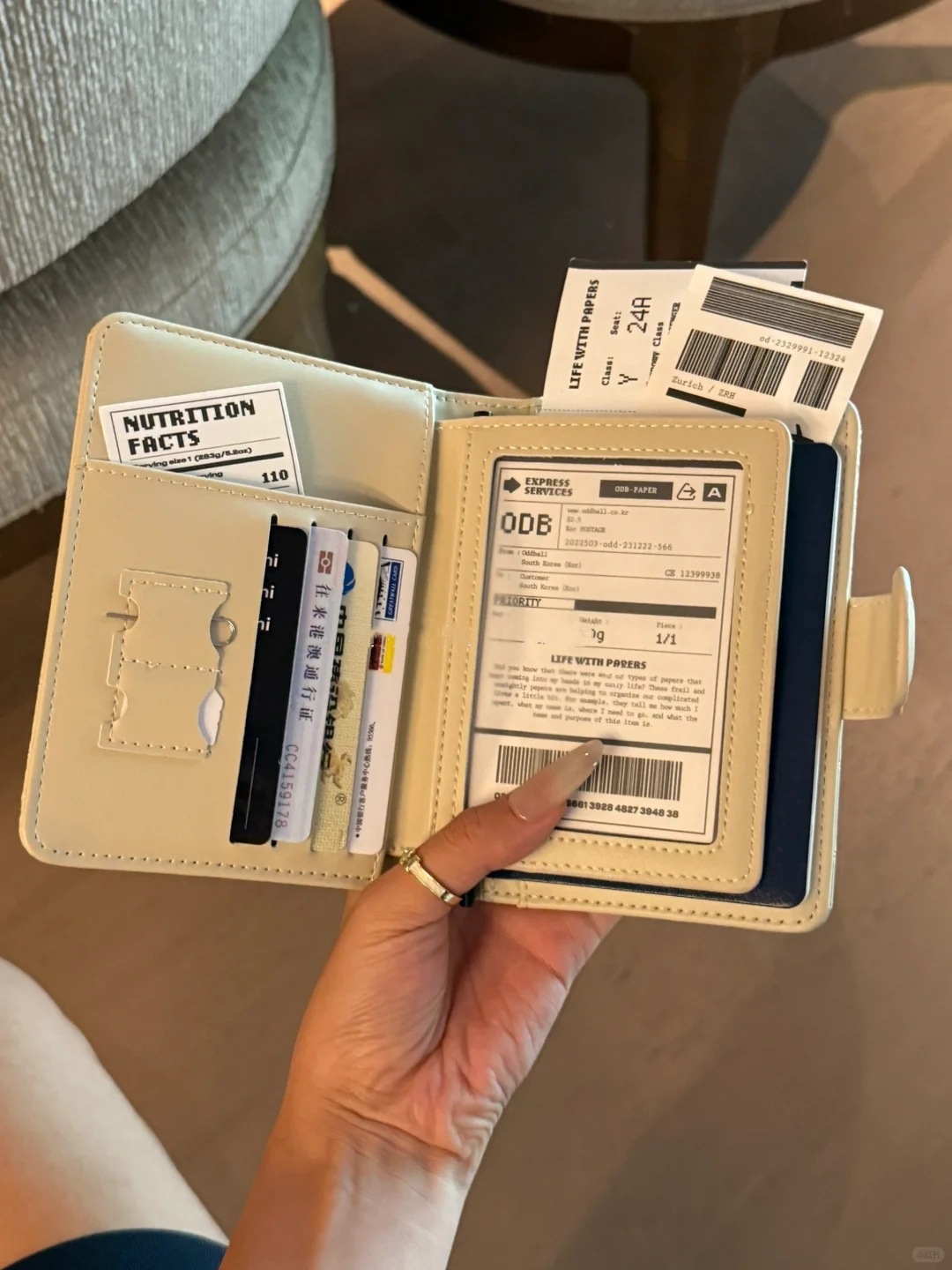 Leder-Reisepass-Organizer Krokoprägung multifunktional
