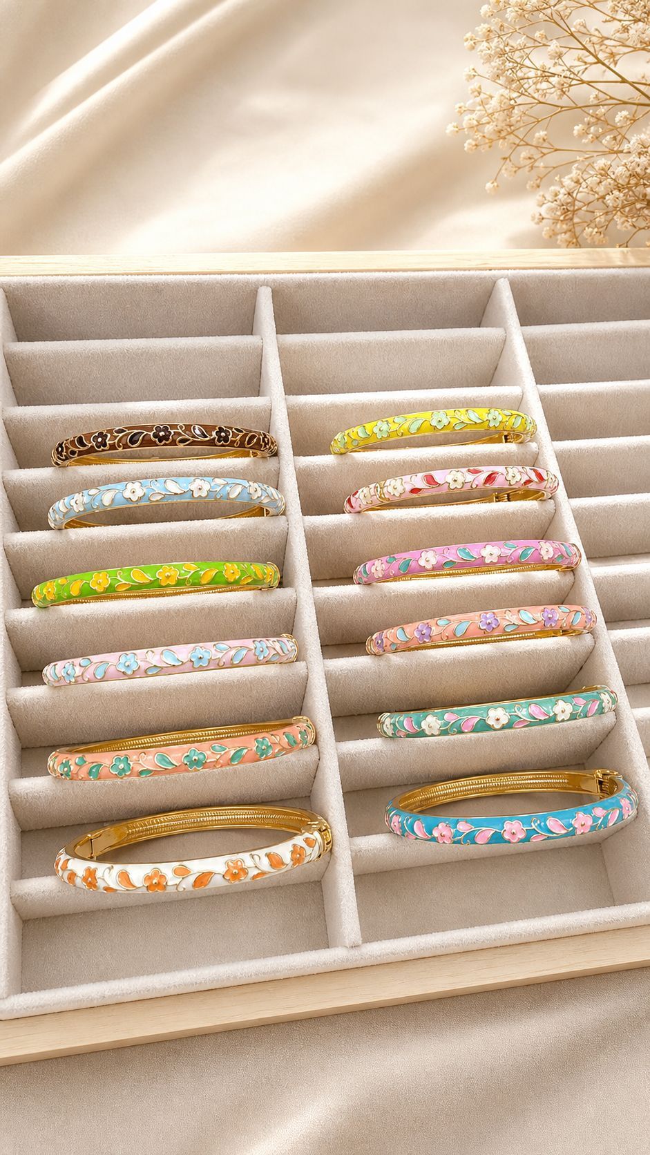Cloisonné emaye bilezik, 0,8 çiçek tasarımı