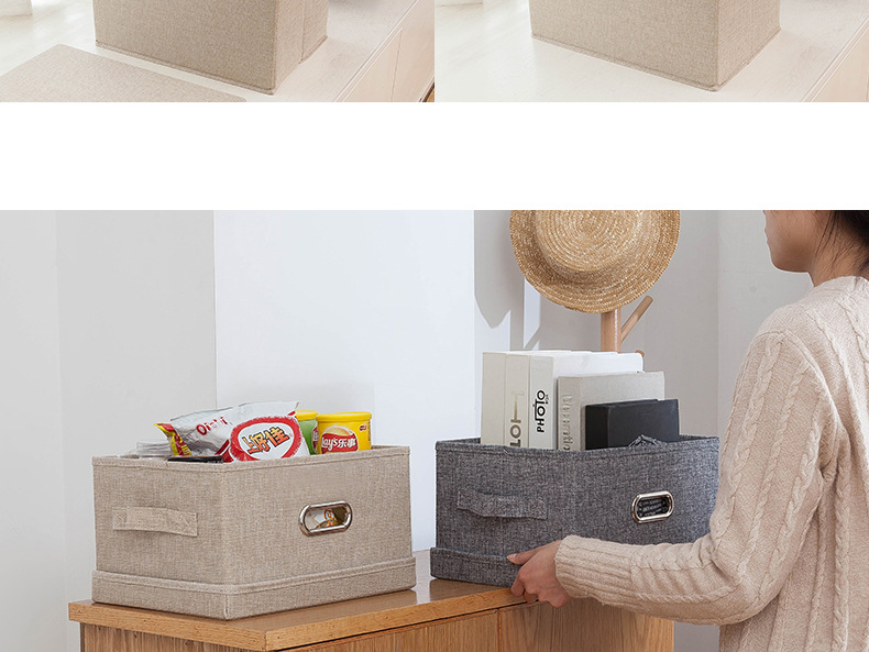Foldable fabric clothing storage box with lid and drawers