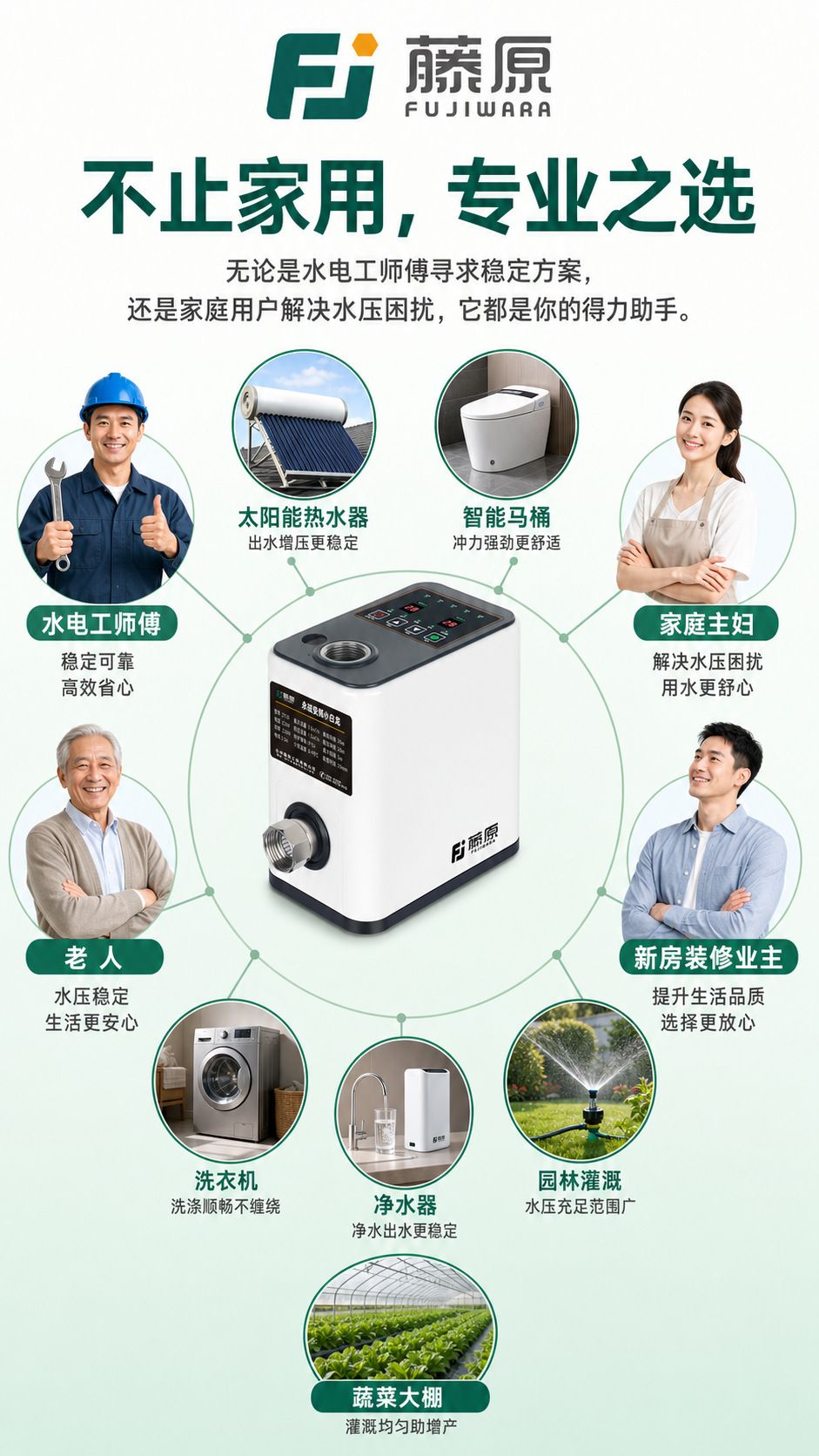 藤原永磁变频增压泵家用全自动静音自来水恒压泵全屋自吸泵抽水机