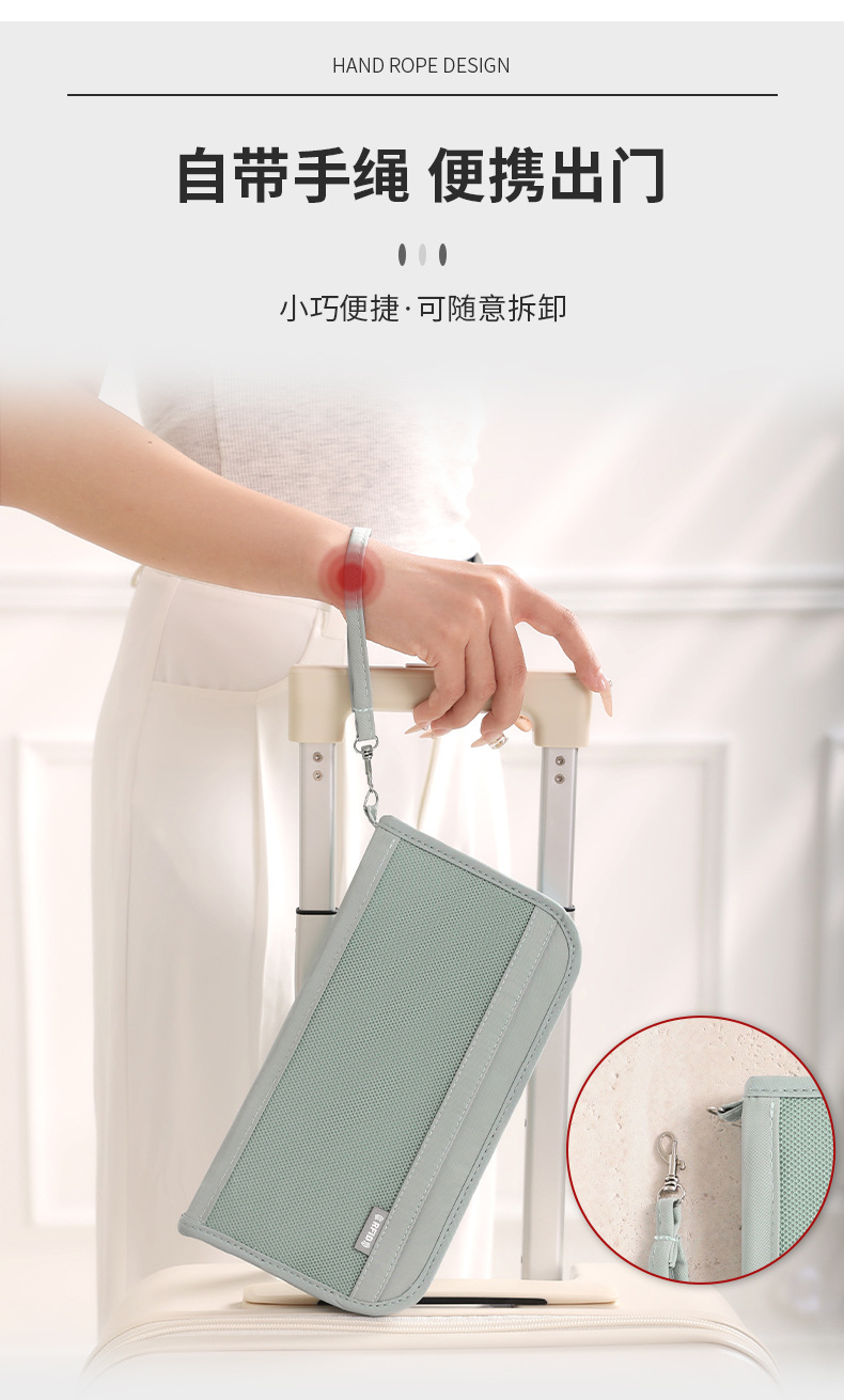Travel passport organizer bag, large capacity, RFID blocking