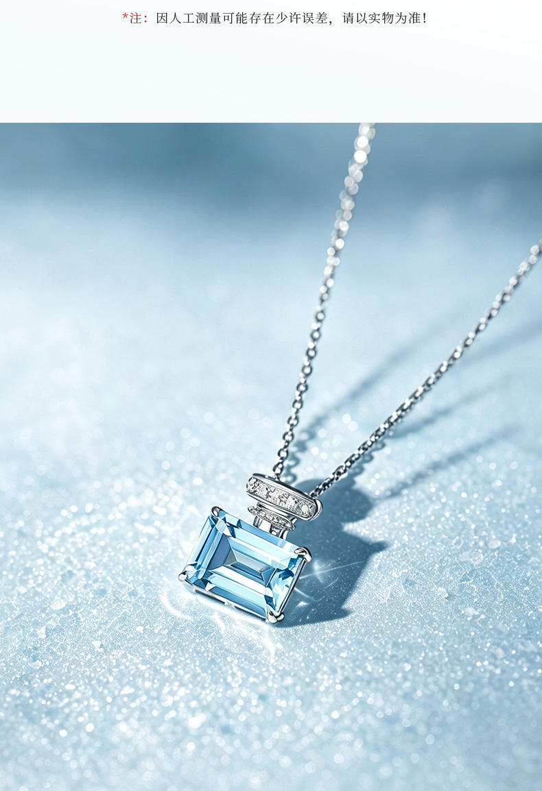 S925-Sterlingsilber Aquamarin-Parfümflasche Halskette