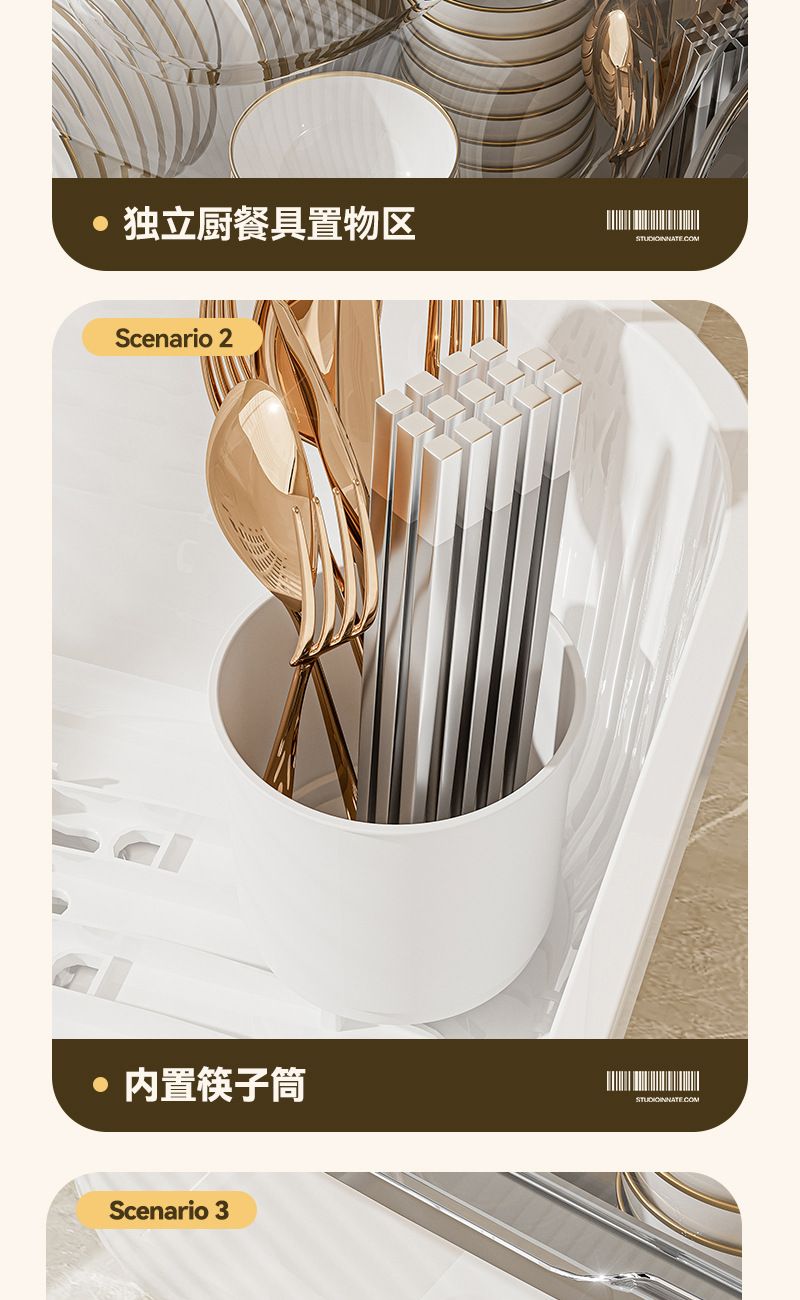 Kitchen storage box large capacity with draining rack