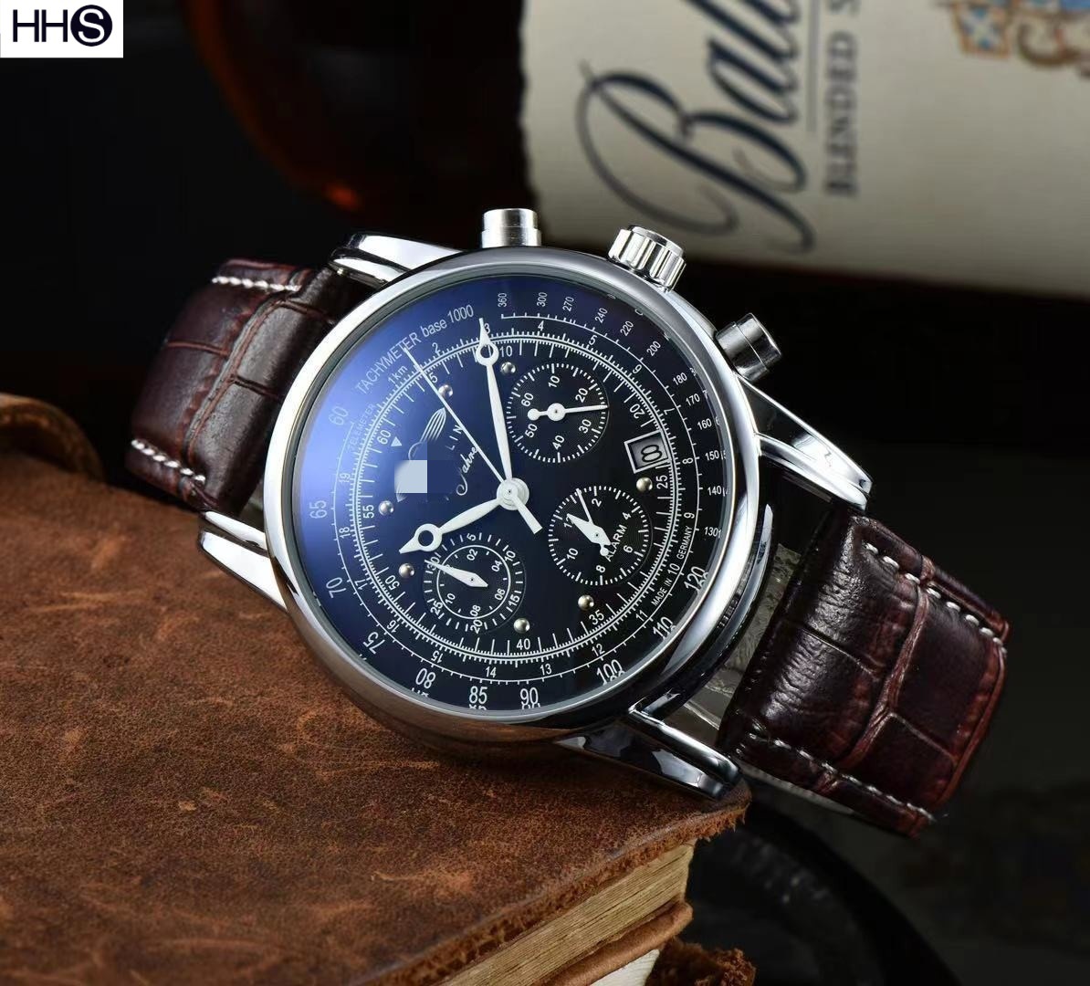 Herrenuhr, Zeep-Marke, Quarz, Lederarmband